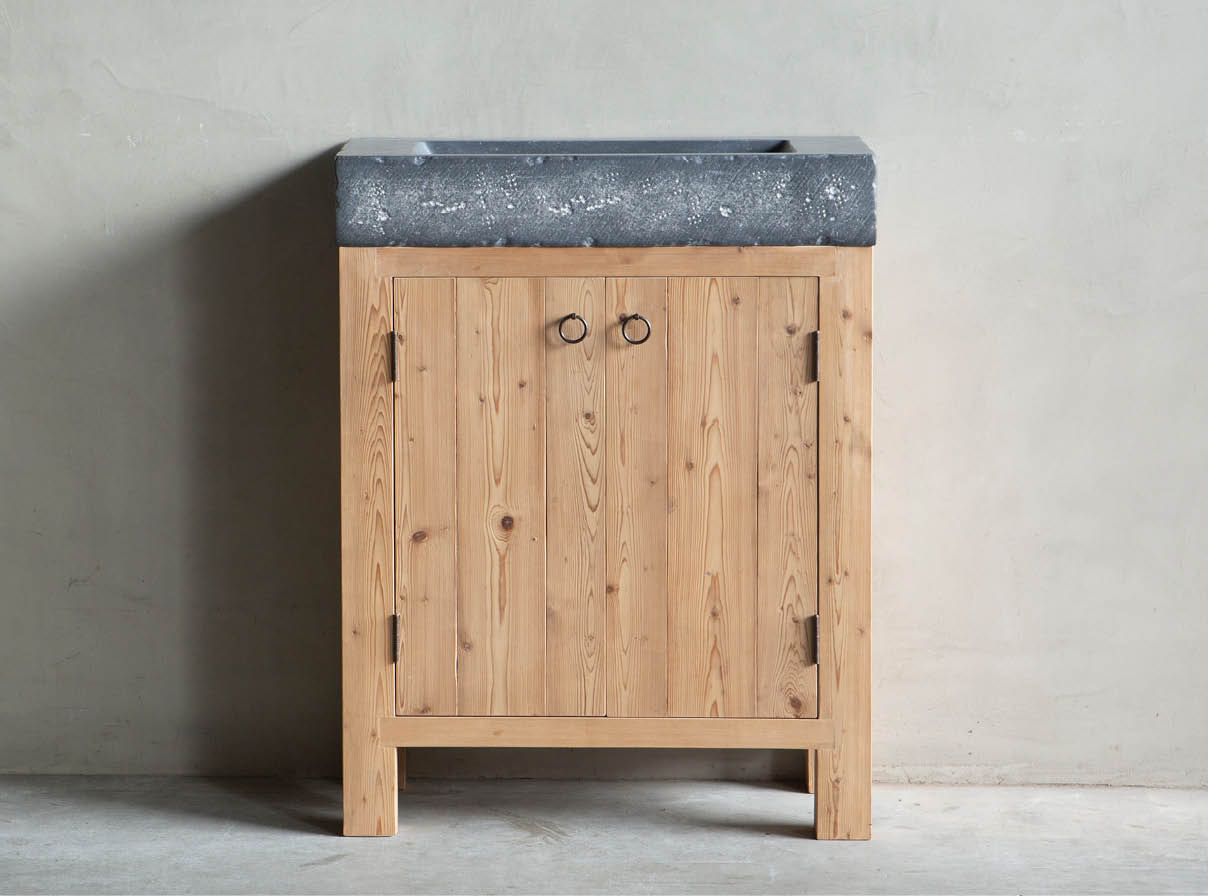 Oud Grenen badkamer kastje wasbak natuursteen oudebouwmaterialen Oud Grenen badkamer kastje wasbak natuursteen oudebouwmaterialen