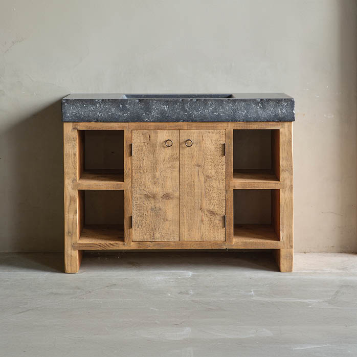 badkamermeubels balken oud hout wastafelmeubel hardsteen