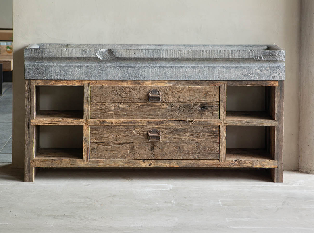 kasteelmeubel rustiek eiken badkamermeubels maatwerk hout vanijken kasteelmeubel wagondelen badkamermeubel oud eiken hardsteen janvanijken