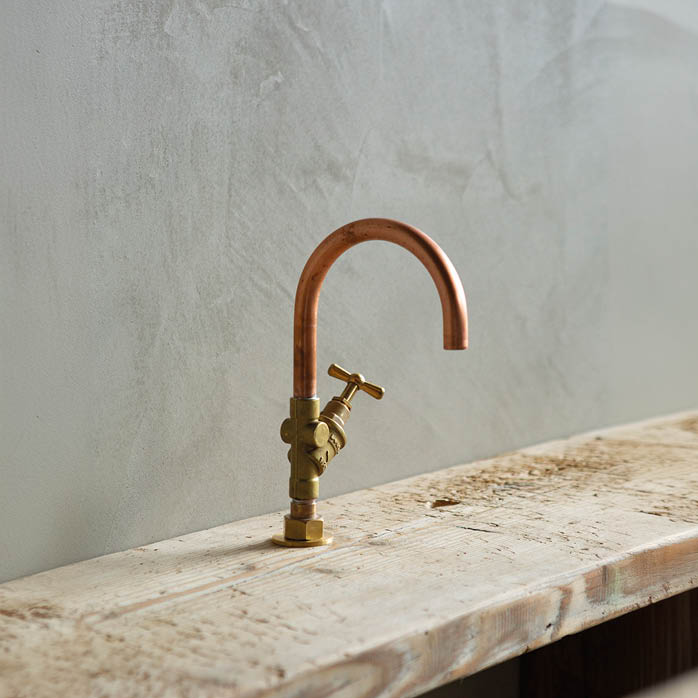 fonteinkraan koperen kraan badkamer keuken waterkraan