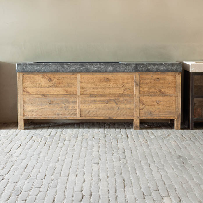 Badkamermeubels oregon pine ladekast bathroom belgisch hardsteen hout