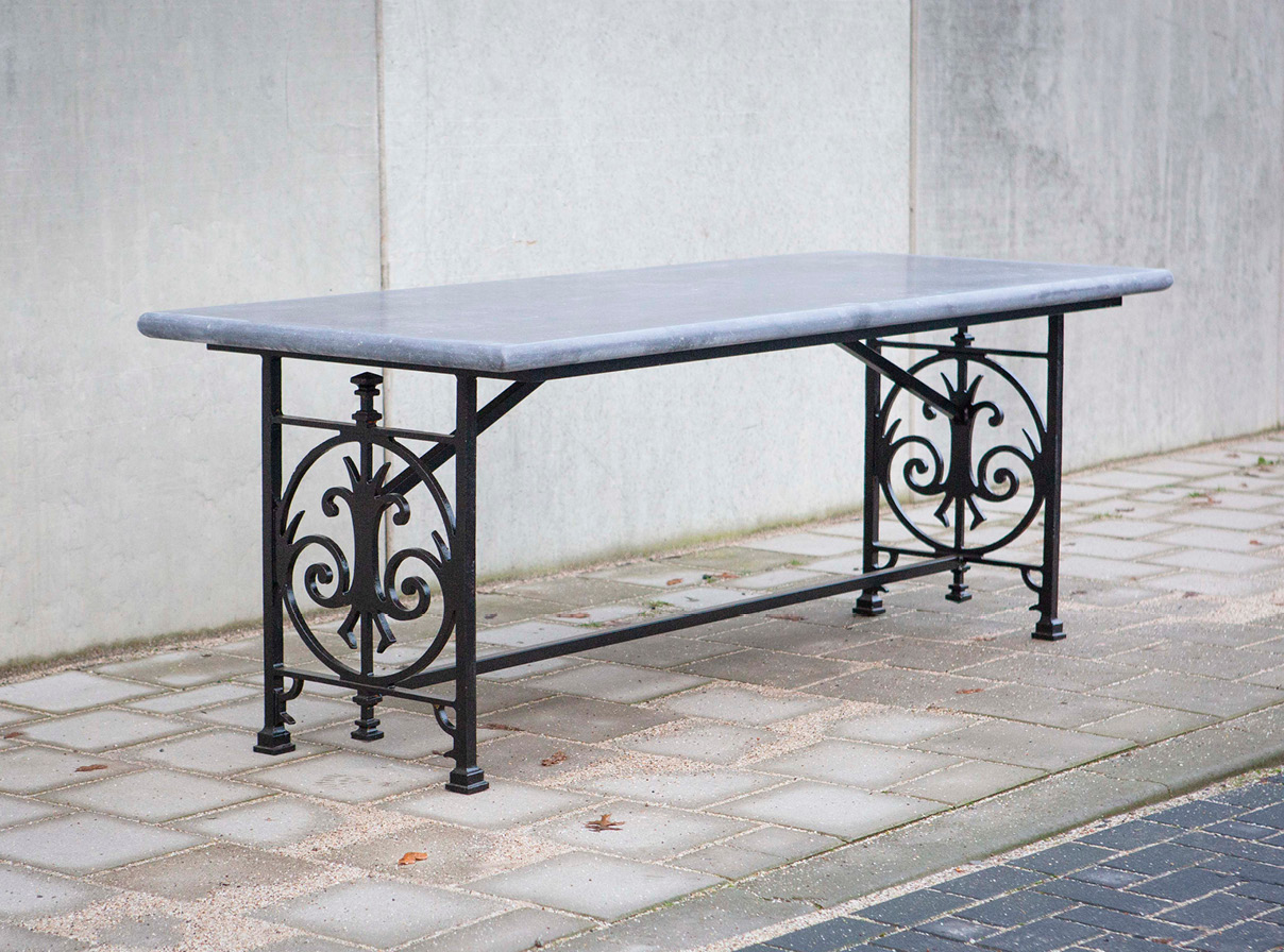 tafel-onderstel-sierhekwerk-bankonderstel-ijzer-001 Balkentafels Salontafels Bijzettafels Buitentafels Binnentafels Tuintafel Tafels Authentieke Bouwmaterialen